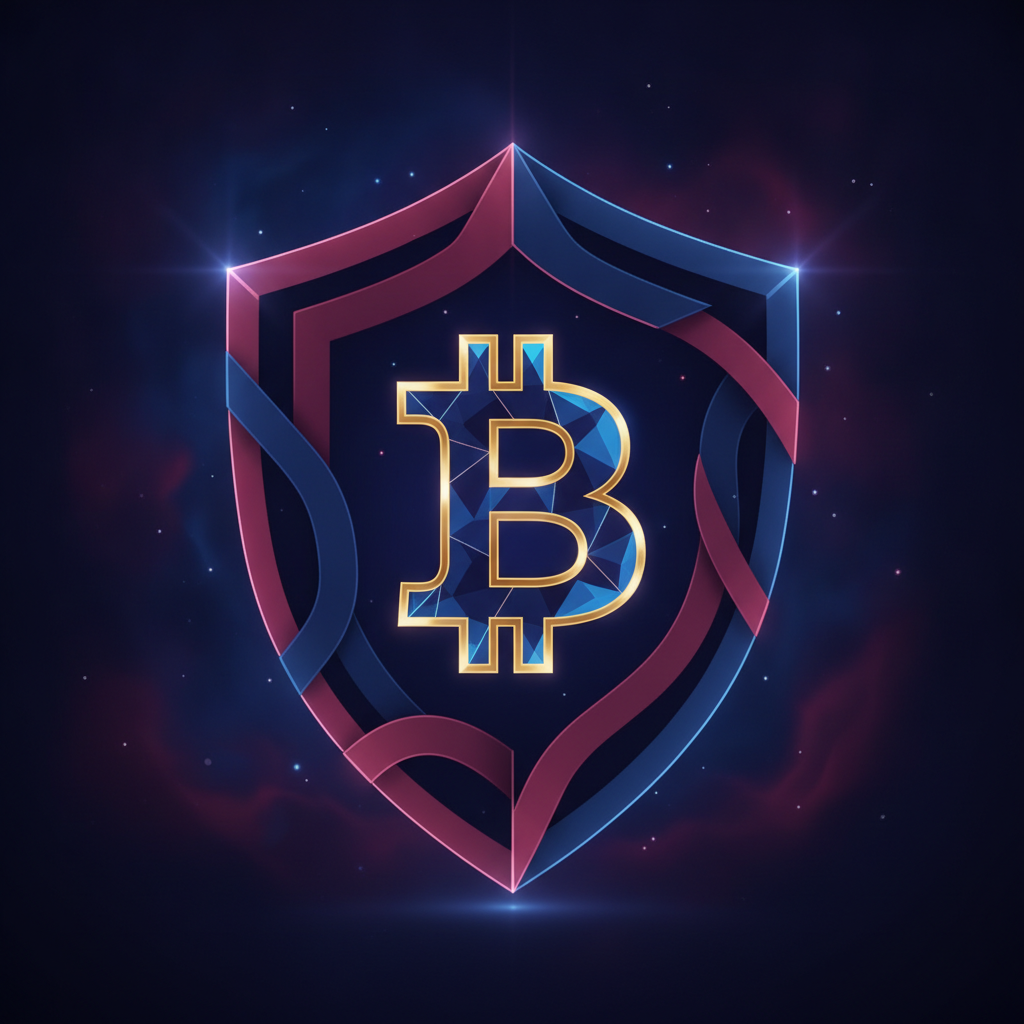 Abstract shield illustration representing Bitcoin safety and security