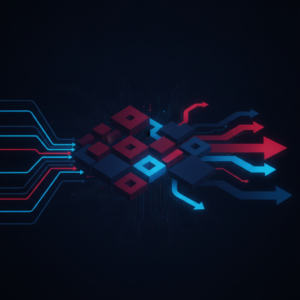 Abstract illustration of blocks connecting inputs and outputs