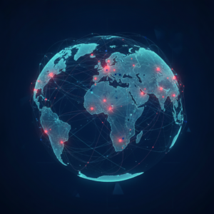 Abstract illustration of a global connected network map