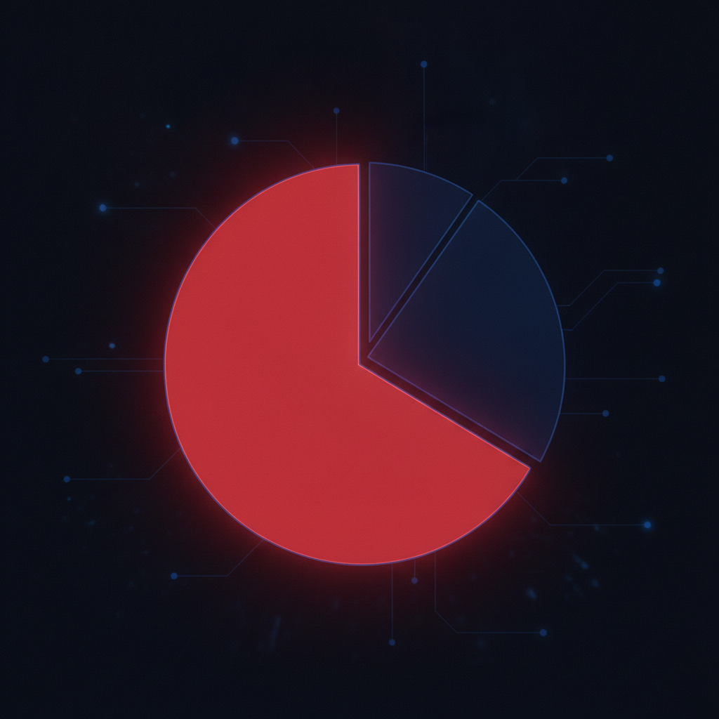 Abstract illustration of a pie chart with a dominant red slice