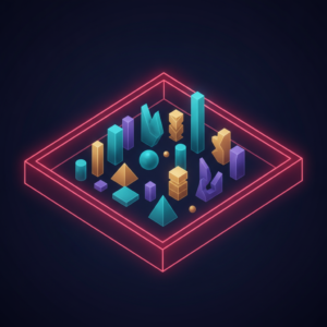 Abstract illustration of a sandbox containing startup building blocks