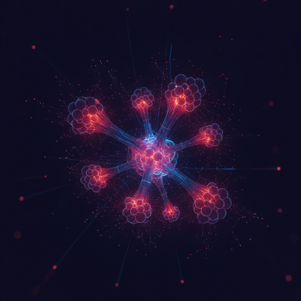 Abstract illustration of interconnected network nodes representing blockchain validator consolidation
