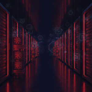 Data center illustration representing a bitcoin miner shifting to AI hosting infrastructure