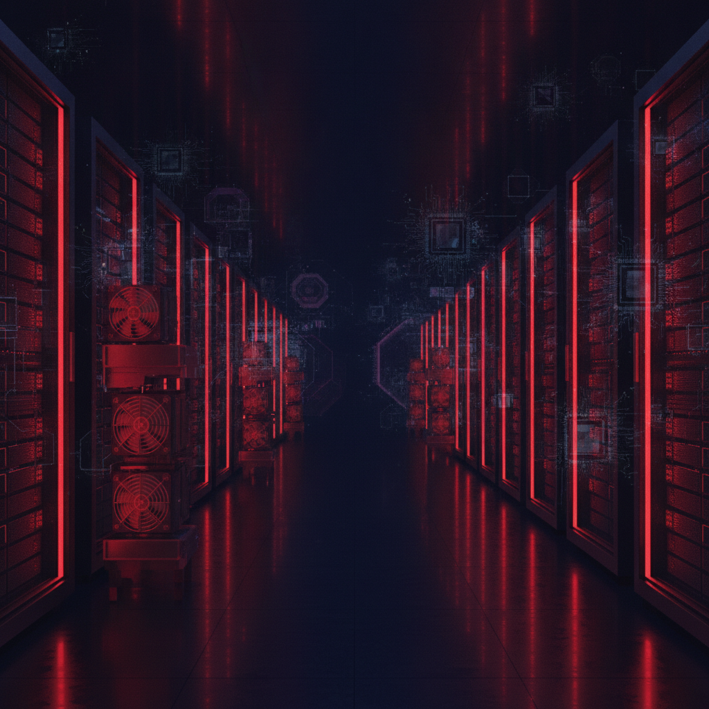 Data center illustration representing a bitcoin miner shifting to AI hosting infrastructure
