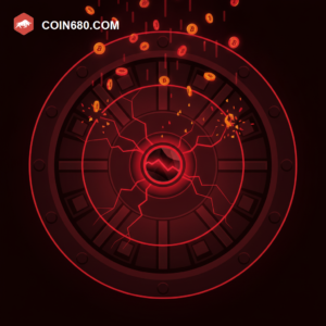 Illustration of a vault alarm triggering as tiny coin fragments rain down on it
