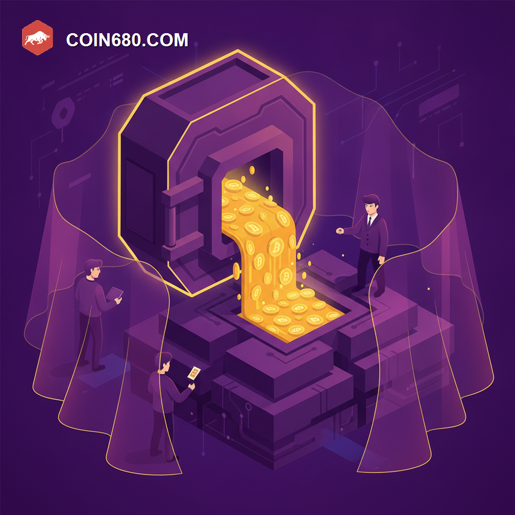 Illustration of a shielded vault directly minting coins onto a secure institutional platform