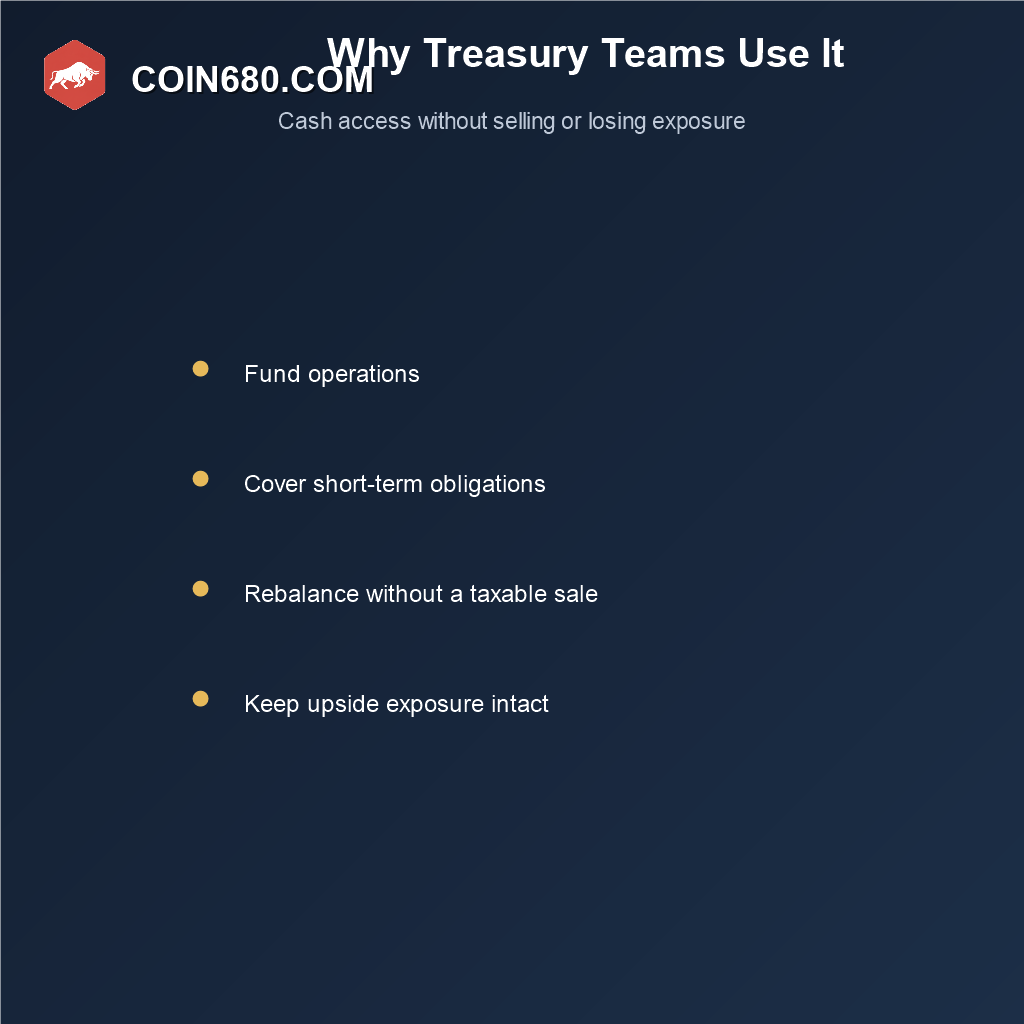List of reasons treasury teams use Bitcoin backed loans instead of selling their holdings