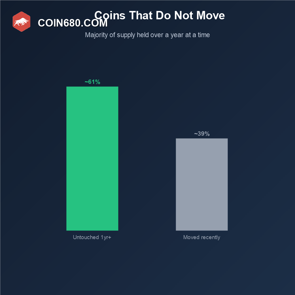 Bar chart showing the majority of Bitcoin supply has not moved in over a year